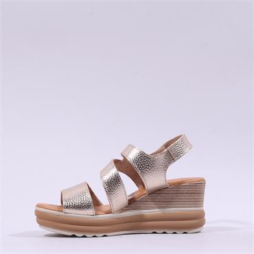 Oh My Sandals Cross Velcro Wedge - Champagne
